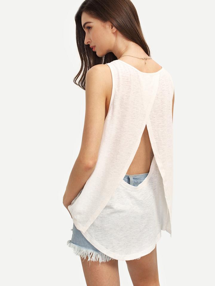 Shein White Cutout Back Tank Top