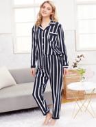 Shein Stripe Shirt & Long Pyjama Set