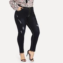 Shein Plus Dark Wash Ripped Jeans