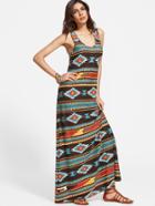 Shein Multicolor Tribal Print Scoop Neck Tank Dress