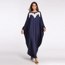 Shein Lace Crochet Appliques Batwing Sleeve Longline Dress