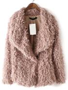 Shein Pink Shawl Collar Faux Fur Coat