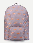 Shein Fox Print Pocket Front Backpack