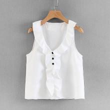 Shein Ruffle Trim Button Detail Top