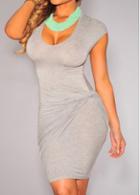 Rosewe Twist Design Grey Scoop Neck Bodycon Dress