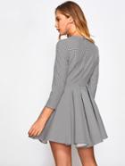 Shein Boxed Pleated Fit & Flare Plaid Dress