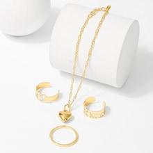 Shein Heart Charm Bracelet & Ring Set 3pcs