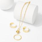 Shein Heart Charm Bracelet & Ring Set 3pcs