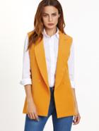 Shein Yellow Double Breasted Sleeveless Blazer