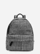 Shein Houndstooth Print Pocket Front Backpack