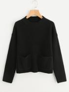 Shein Dual Pocket Front Solid Jumper