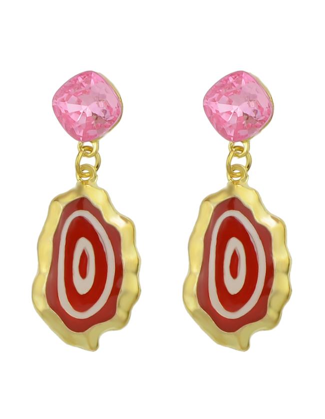 Shein New Trendy Red Enamel Drop Fancy Earrings For Girls