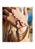 Rosewe Beads Decorated Layered Metal Slave Bracelet