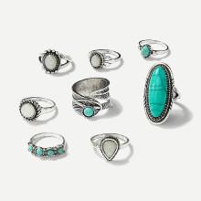 Shein Turquoise Ring Set 8pcs
