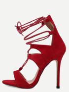 Shein Red Open Toe Cutout Strappy Stiletto Sandals