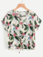 Shein Floral Print Tie Hem Top