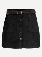 Shein Corduroy Single Breasted Skirt With Belt