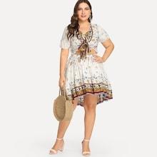 Shein Plus Cut Out Knot Floral Dress