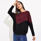 Shein Contrast Panel Ribbed Tee