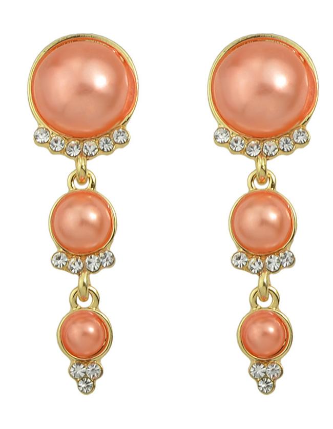 Shein Orange Long Hanging Pearl Earrings