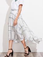Shein Grid Asymmetrical Hem Skirt