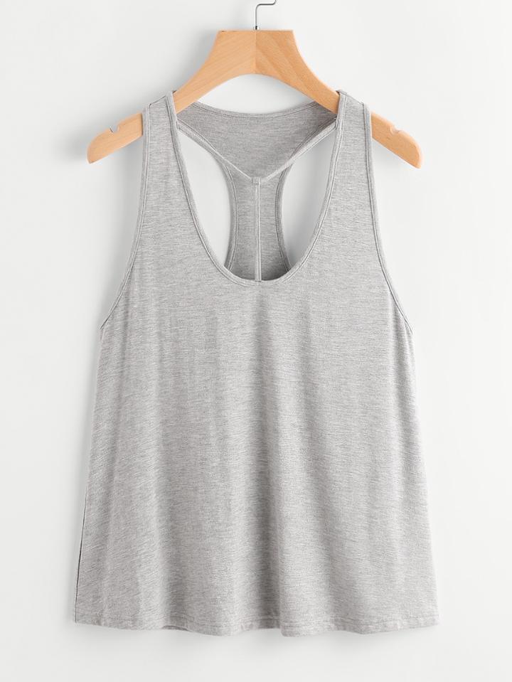 Shein T-strap Scoop Neck Heathered Racerback Tank Top
