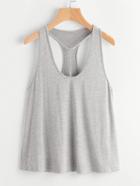 Shein T-strap Scoop Neck Heathered Racerback Tank Top