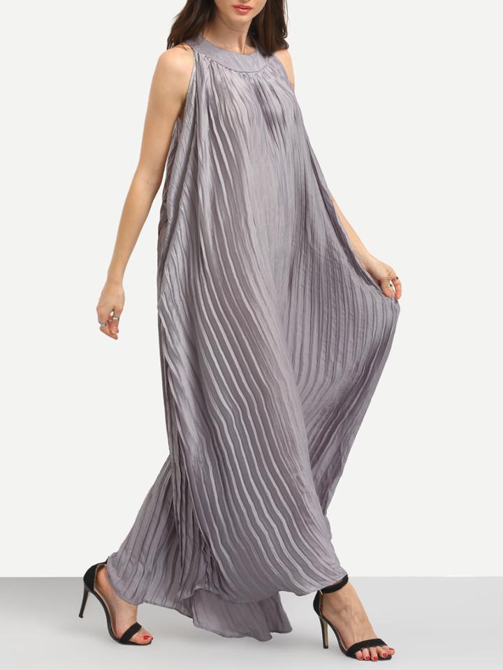Shein Halter Neck Pleated Long Swing Dress