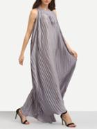 Shein Halter Neck Pleated Long Swing Dress