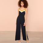 Shein Cut And Sew Elastic Waist Wide Leg Cami Jumpsuit