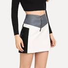 Shein Zip Up Front Color Block Skirts