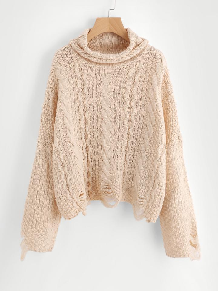 Shein Mixed Knit Distressed Jumper