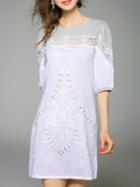 Shein Purple Contrast Lace Shift Dress