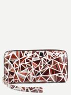 Shein Brown Pu Triangular Print Zip Closure Wallet