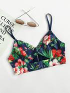 Shein Tropical Print Zip Cami Top