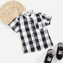Shein Boys Pocket Gingham Blouse
