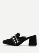 Shein Faux Pearl Embellished Heeled Mules
