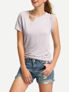 Shein Cutout Neck Grey T-shirt