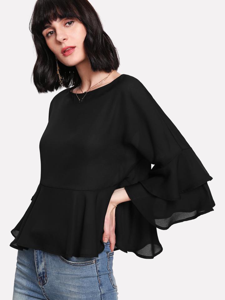 Shein Layered Ruffle Sleeve Top