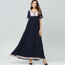 Shein Geometric Embroidered Tie Neck Longline Dress