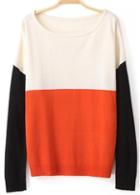 Rosewe Charming Color Block Long Sleeve Knitting Wool Pullovers