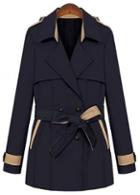 Rosewe Formal Turndown Collar Navy Trench Coats With Belt