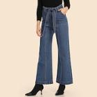 Shein Slant Pocket Tie Waist Jeans