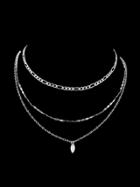 Shein Silver 2pcs/set Multi Layer Chain Maxi Chain Necklace