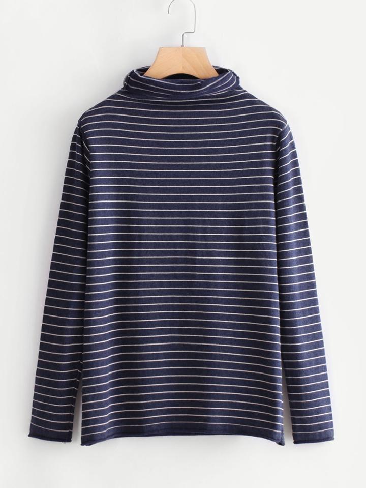 Shein Cowl Neck Striped Knitwear