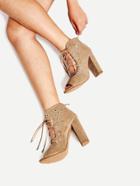 Shein Grommet Detail Lace Up Ankle Boots