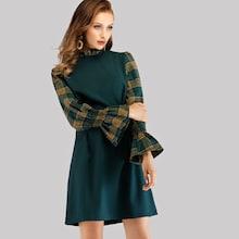 Shein Plaid Panel Zip Back Dress