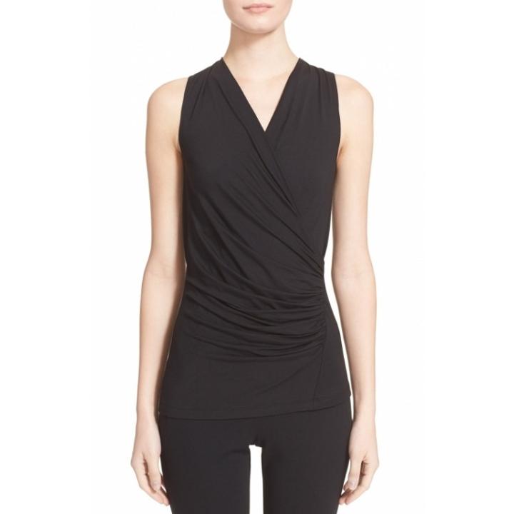 Shein Black V Neck Ruched Tank Top
