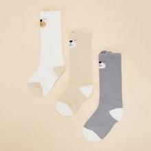 Shein Baby Bear Pattern Knee Length Socks 3pairs