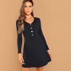 Shein Half Placket Rib Knit Dress